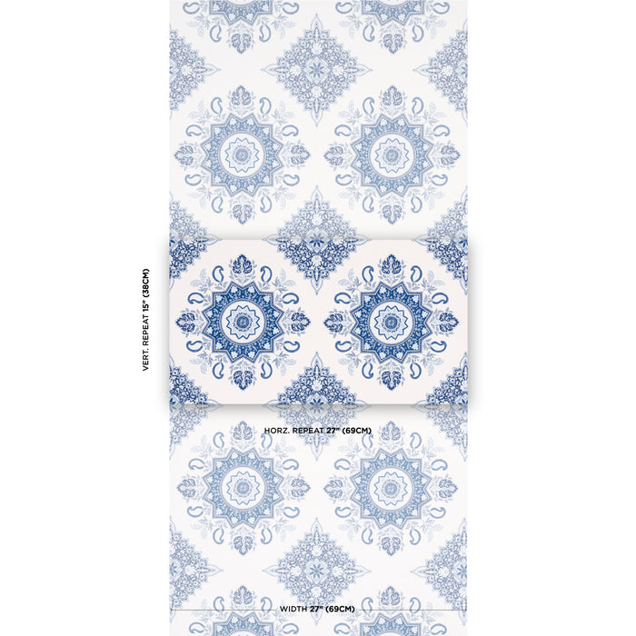 Schumacher Montecito Medallion Indigo Wallpaper 5014360