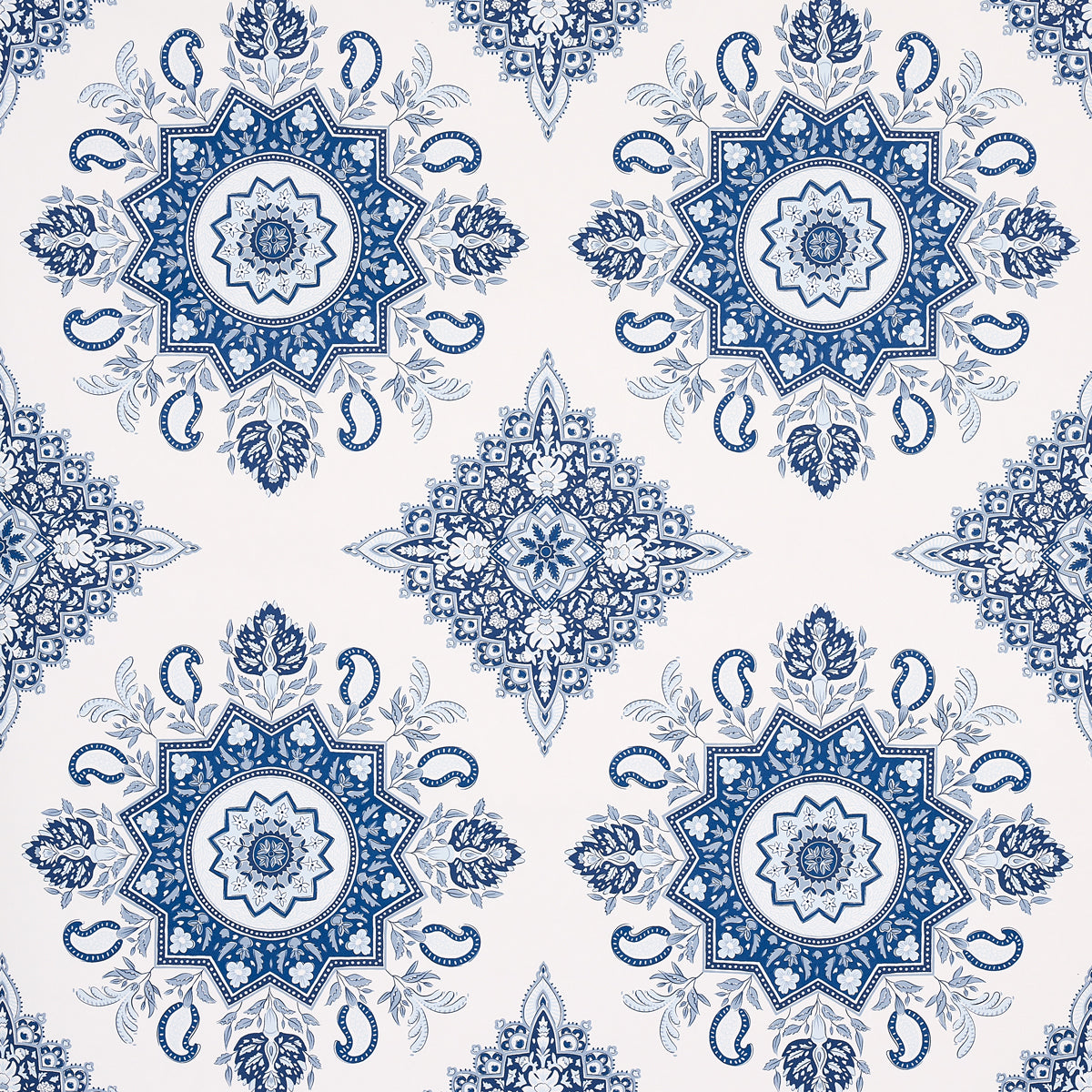 Schumacher Montecito Medallion Indigo Wallpaper Sample 5014360