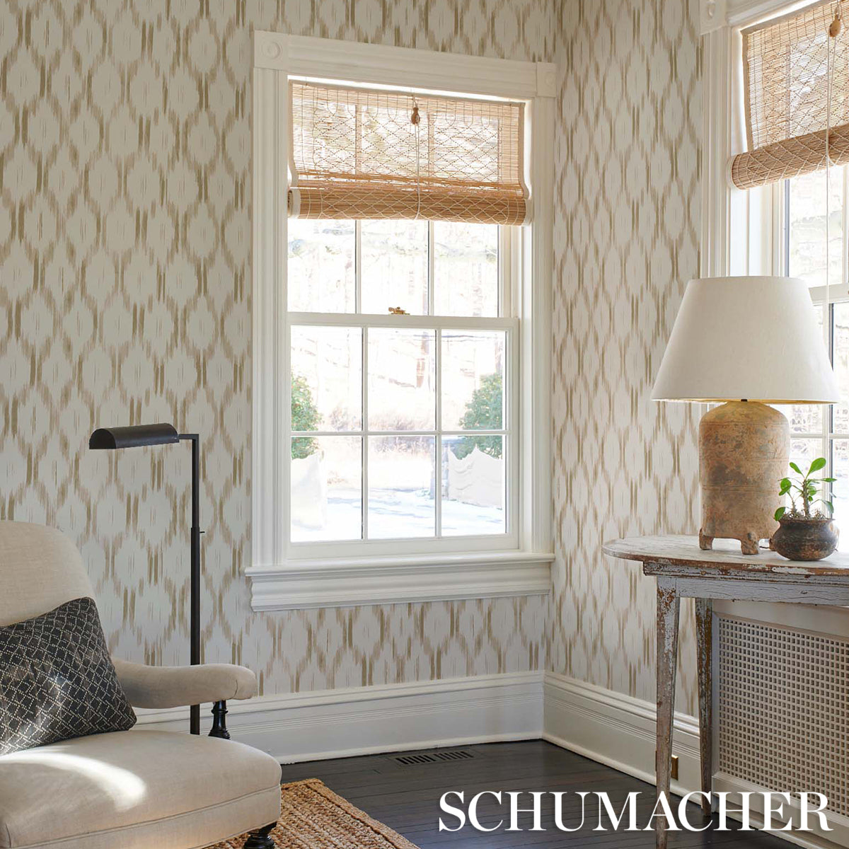 Schumacher Santa Monica Neutral Wallpaper Sample 5014371