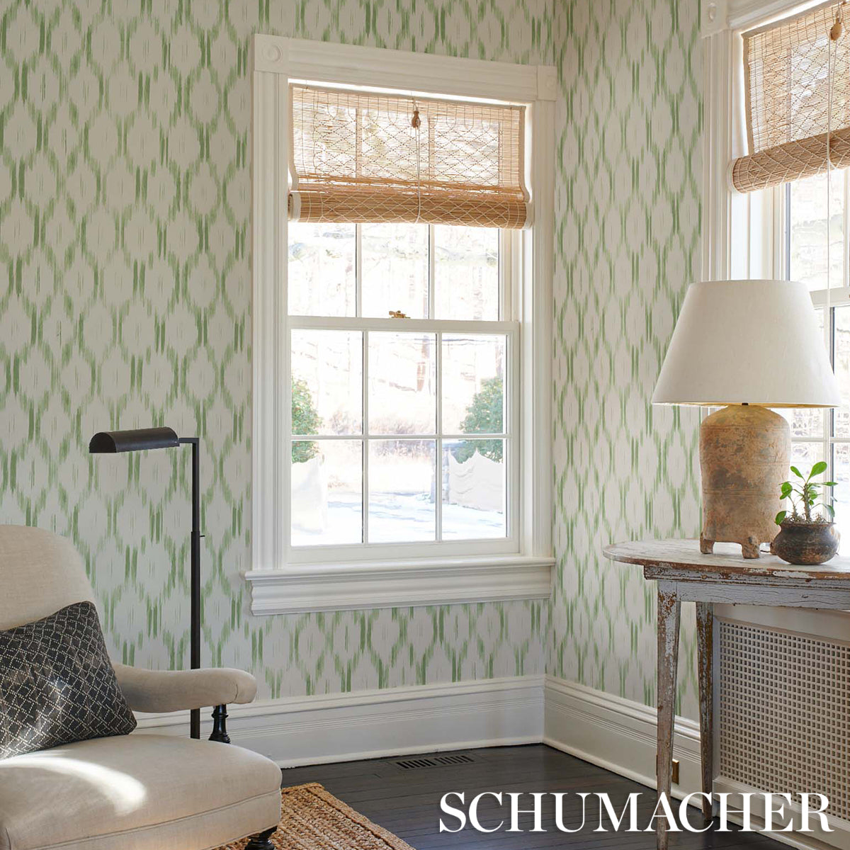 Schumacher Santa Monica Leaf Green Wallpaper Sample 5014372