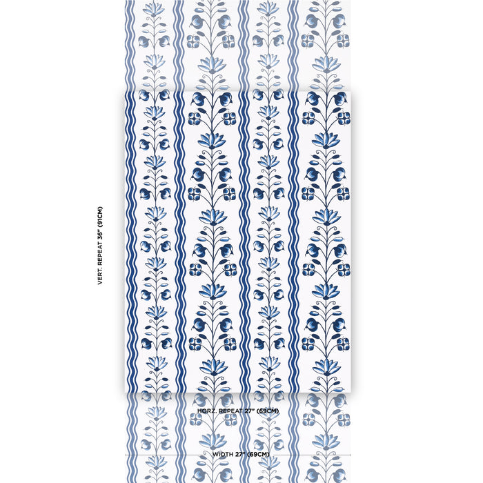 Schumacher Delft Waves Blue Wallpaper 5014380