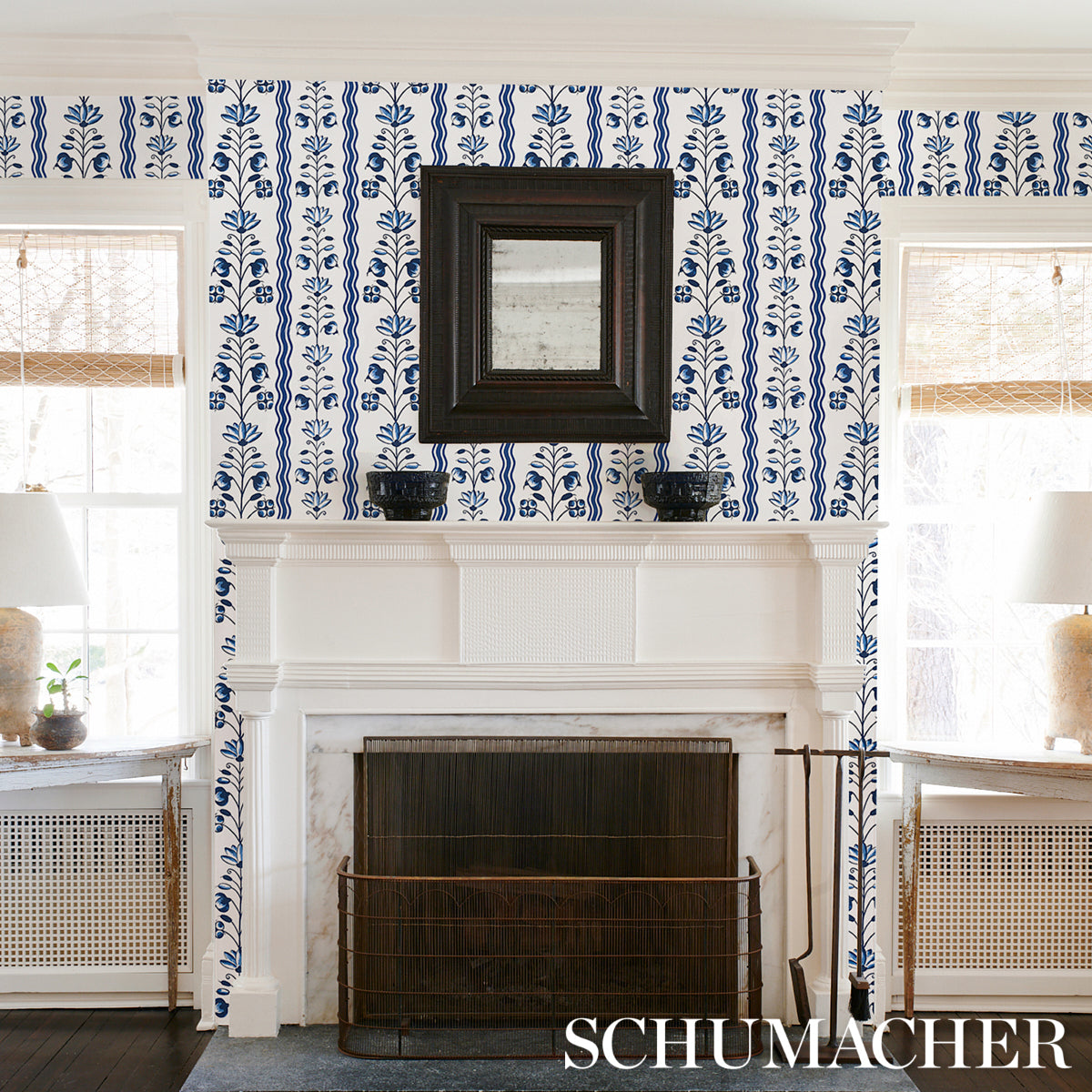 Schumacher Delft Waves Blue Wallpaper 5014380
