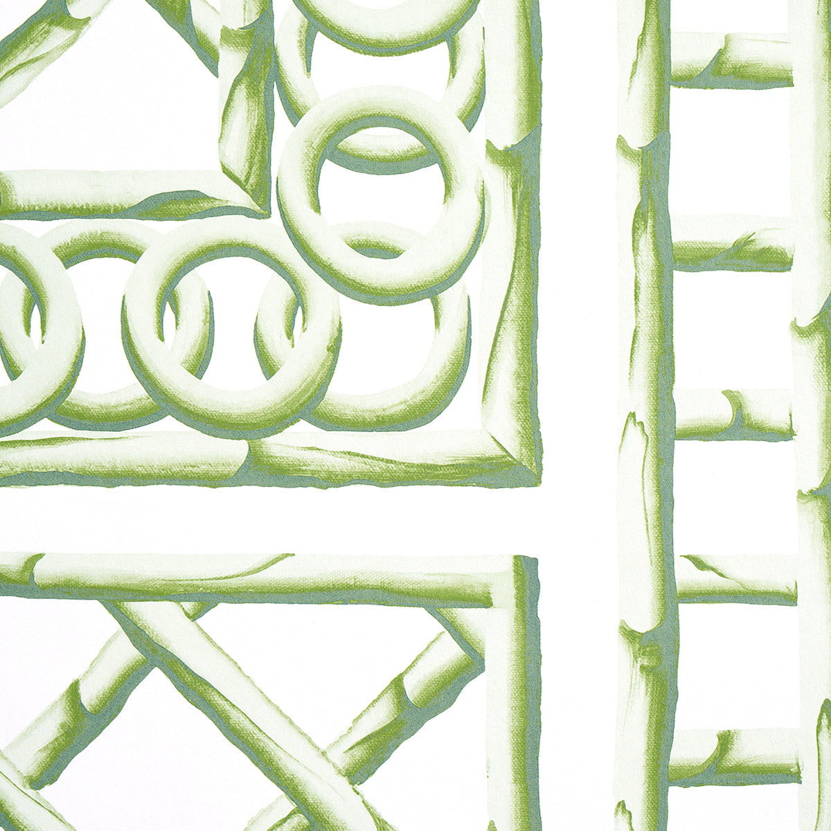 Schumacher Bamboo Trellis Panel A Green Wallpaper Sample 5014390