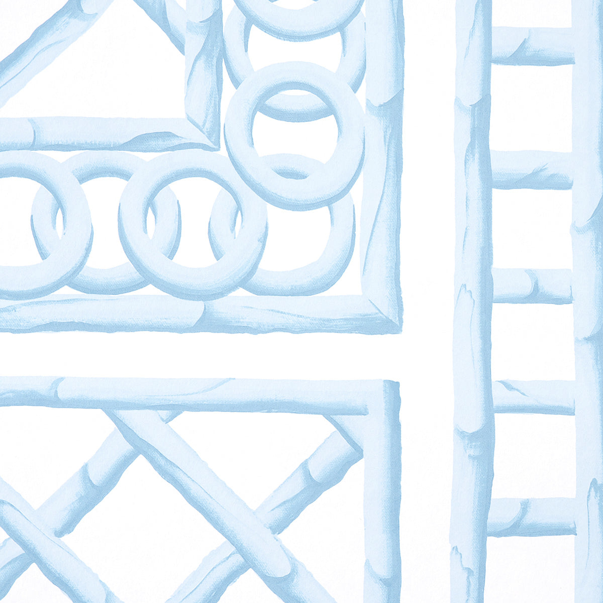 Schumacher Bamboo Trellis Panel A Blue Wallpaper Sample 5014391