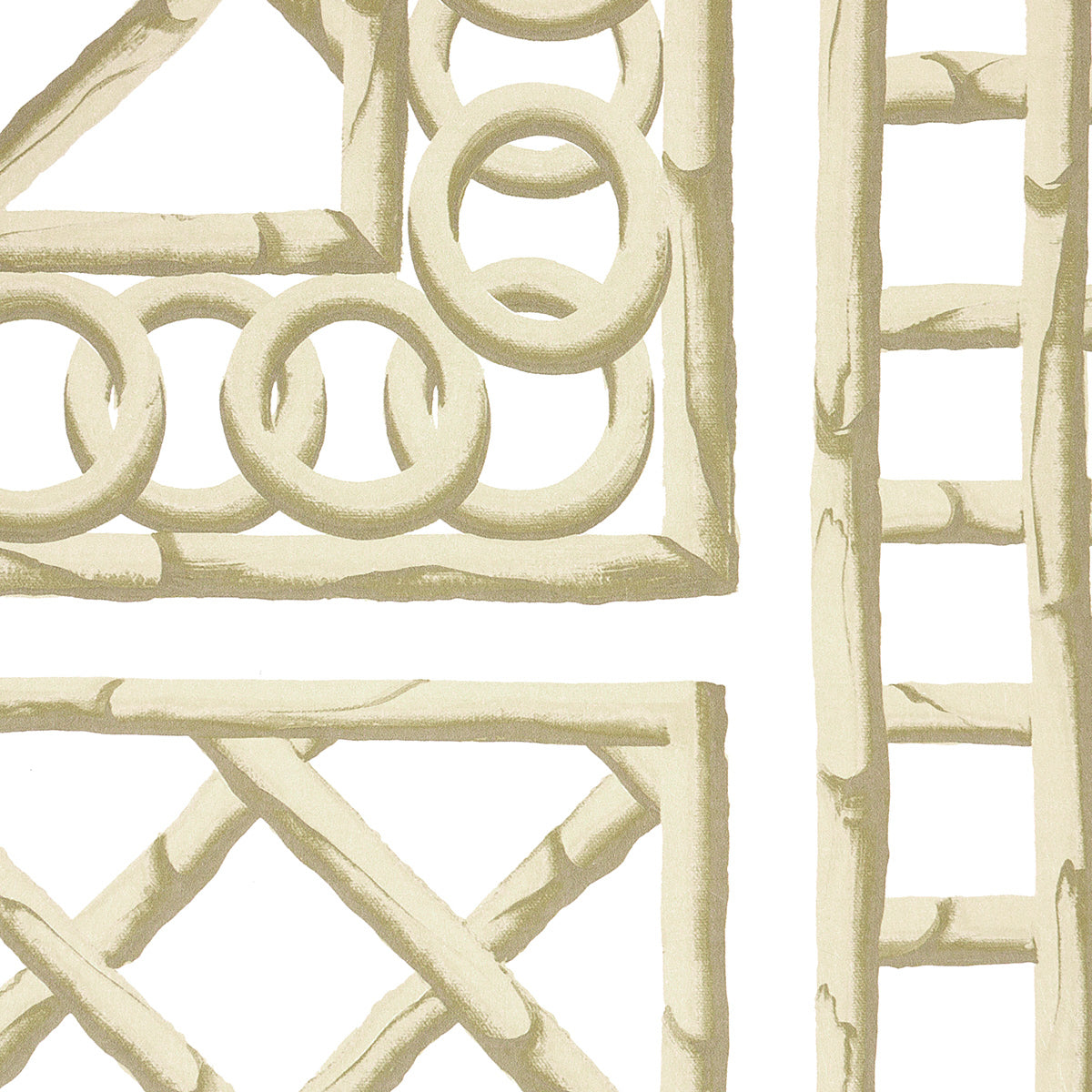 Schumacher Bamboo Trellis Panel A Neutral Wallpaper Sample 5014392