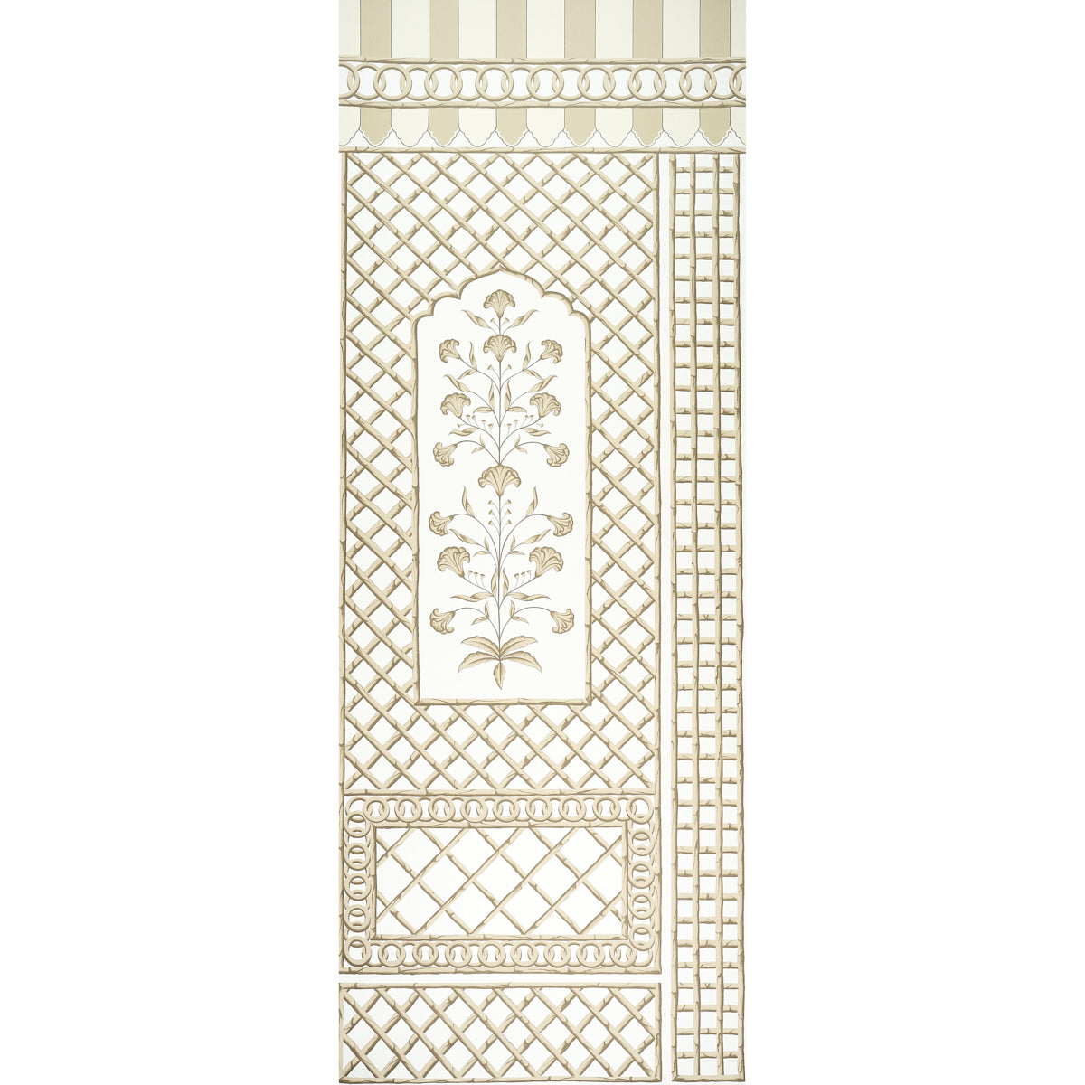 Schumacher Bamboo Trellis Panel A Neutral Wallpaper 5014392