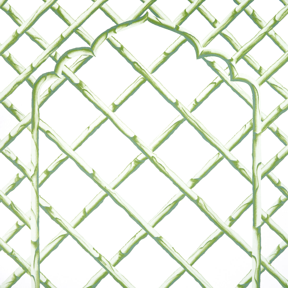 Schumacher Bamboo Trellis Panel B Green Wallpaper Sample 5014400