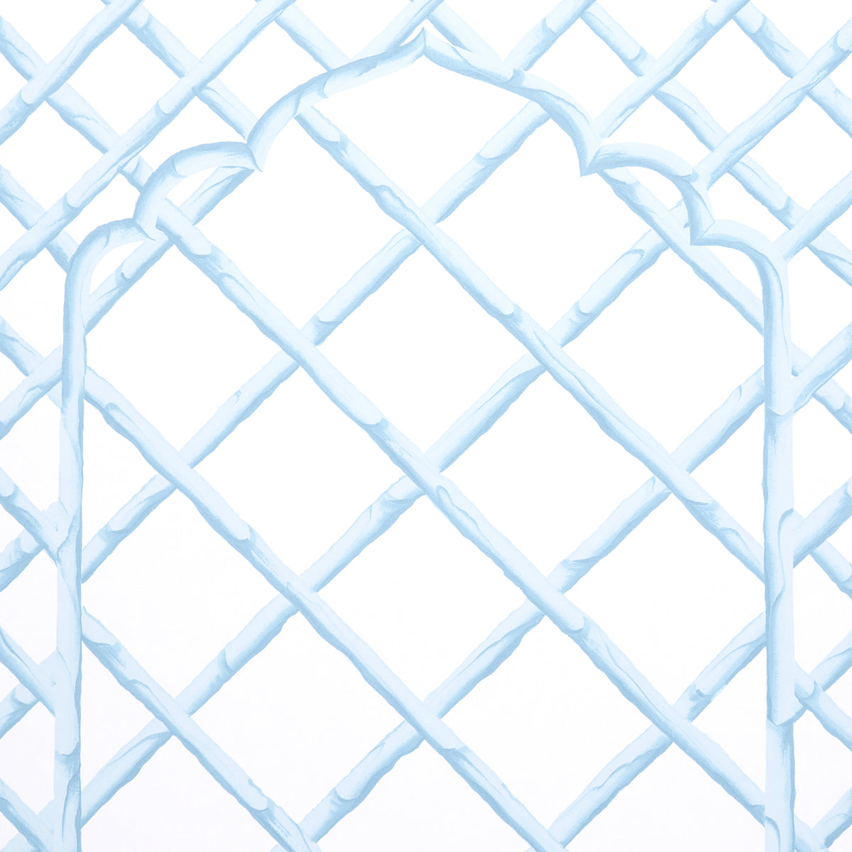 Schumacher Bamboo Trellis Panel B Blue Wallpaper Sample 5014401