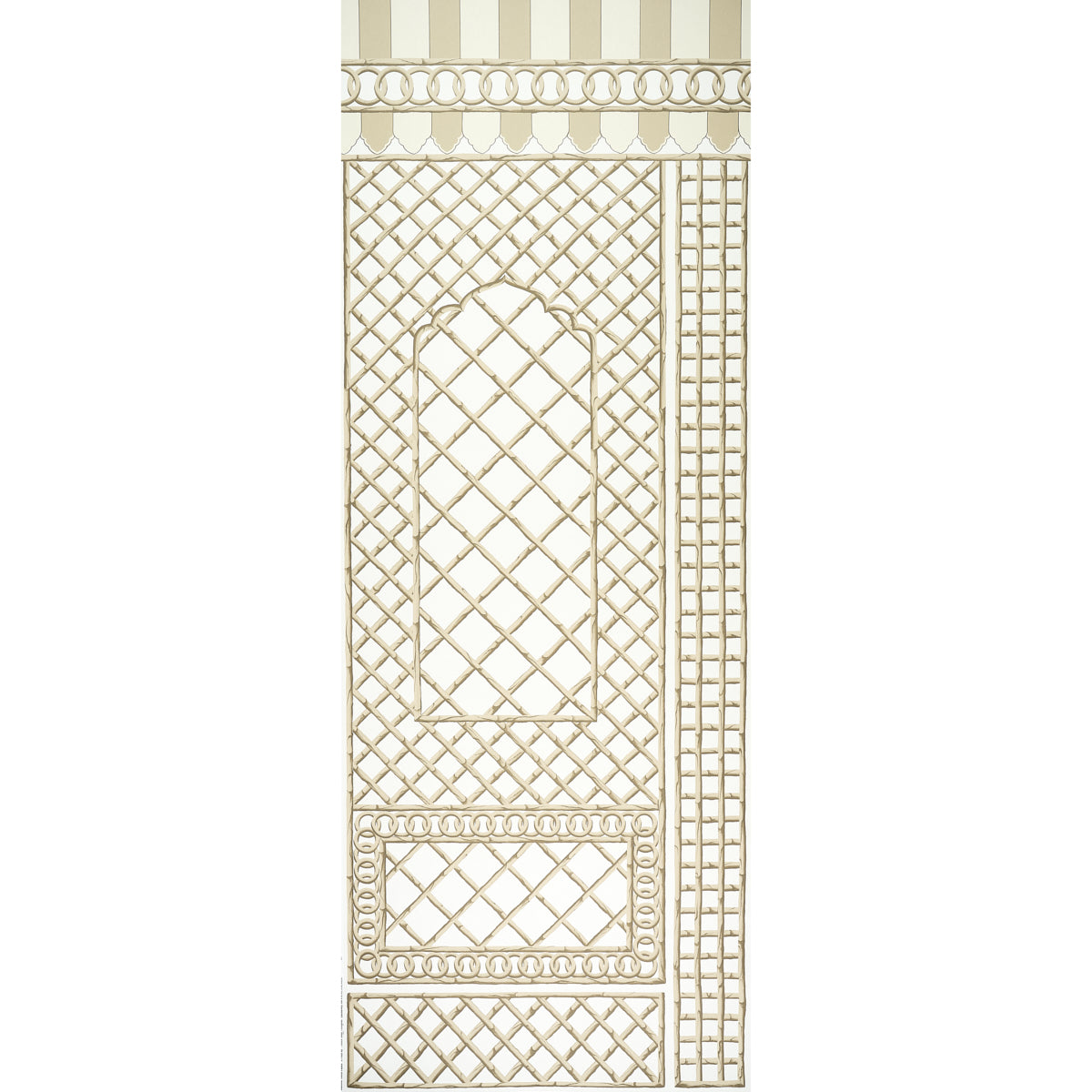 Schumacher Bamboo Trellis Panel B Neutral Wallpaper Sample 5014402