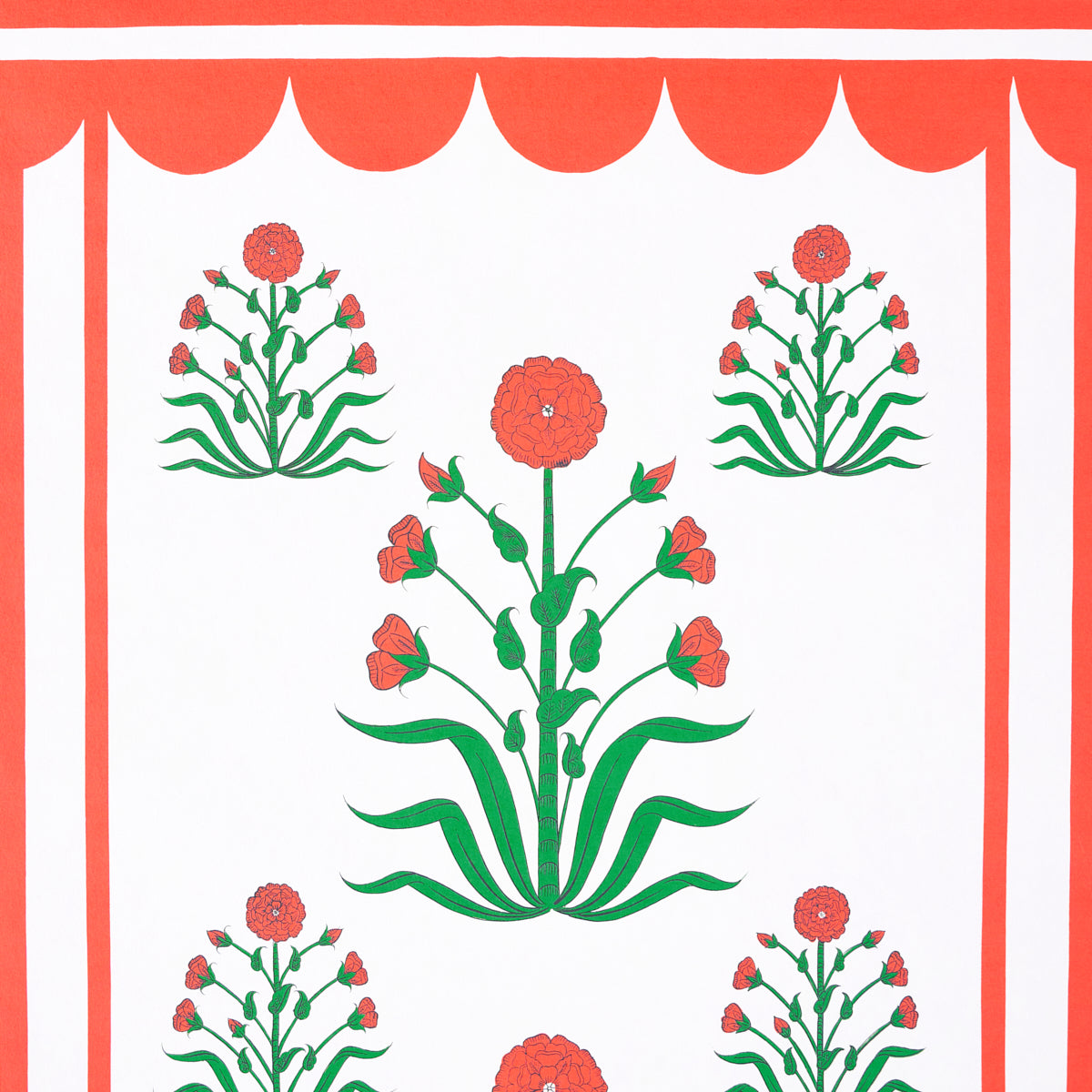 Schumacher Royal Poppy Panel A Red Wallpaper Sample 5014430