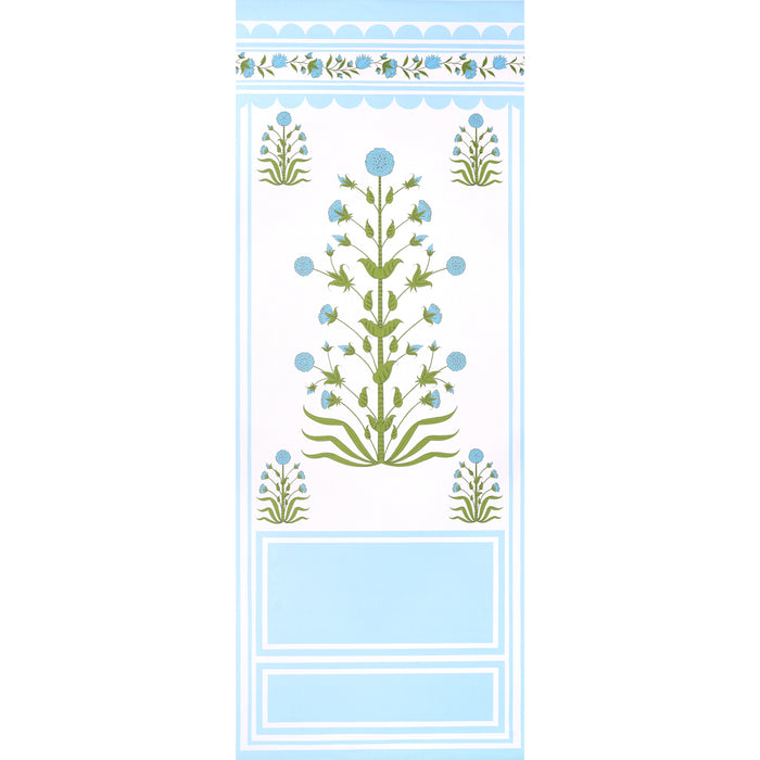 Schumacher Royal Poppy Panel A Blue Wallpaper Sample 5014431
