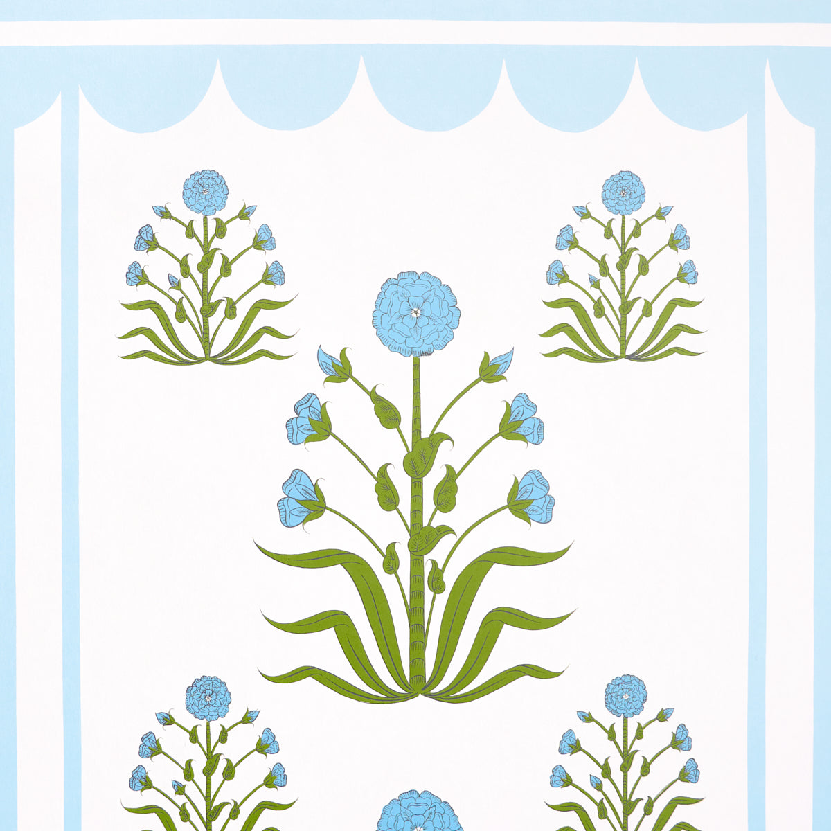 Schumacher Royal Poppy Panel B Blue Wallpaper Sample 5014441