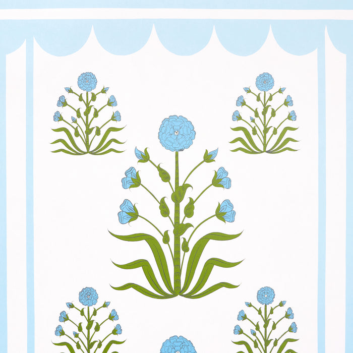 Schumacher Royal Poppy Panel B Blue Wallpaper Sample 5014441