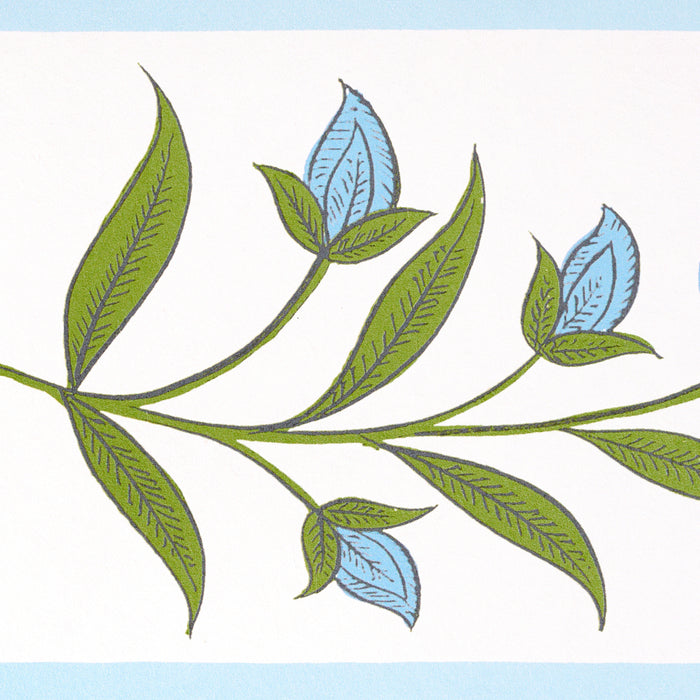 Schumacher Royal Poppy Panel B Blue Wallpaper Sample 5014441