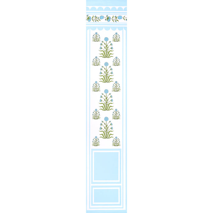 Schumacher Royal Poppy Panel B Blue Wallpaper Sample 5014441