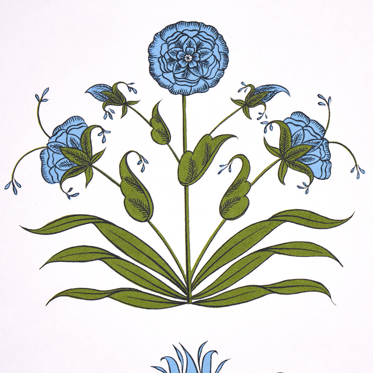 Schumacher Poppy Stripes Blue Wallpaper Sample 5014451