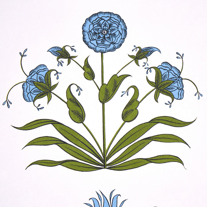 Schumacher Poppy Stripes Blue Wallpaper Sample 5014451
