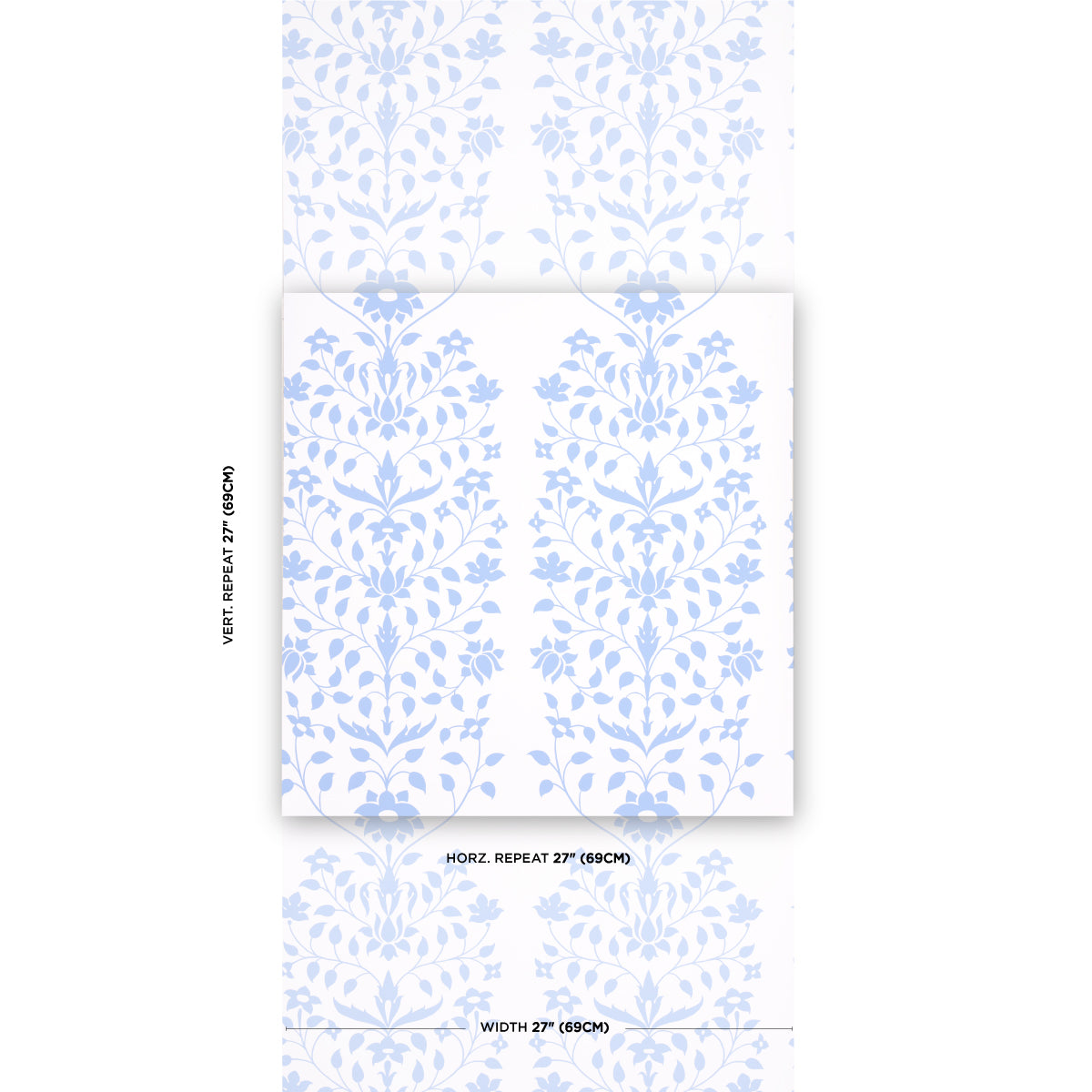 Schumacher Jaipur Mughal Flower Blue Wallpaper Sample 5014460
