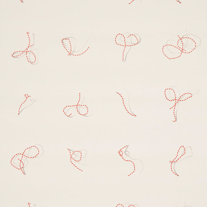 Schumacher Butcher String Red And White On Ivory Wallpaper Sample 5014470