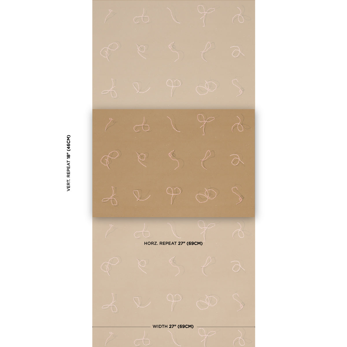 Schumacher Butcher String Red And White On Brown Wallpaper 5014471