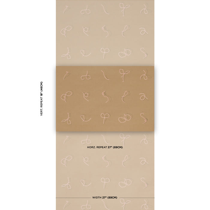 Schumacher Butcher String Red And White On Brown Wallpaper Sample 5014471