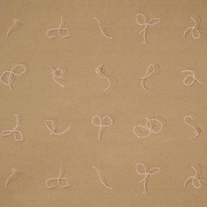 Schumacher Butcher String Red And White On Brown Wallpaper Sample 5014471