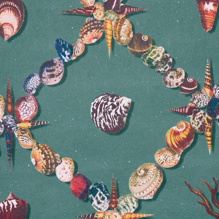 Schumacher Grotto Treillage Multi On Teal Wallpaper Sample 5014490
