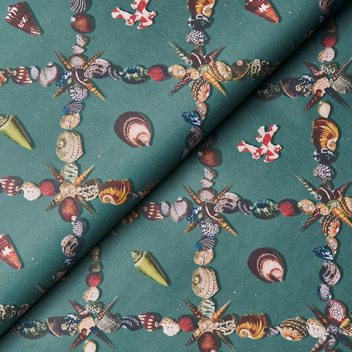 Schumacher Grotto Treillage Multi On Teal Wallpaper Sample 5014490