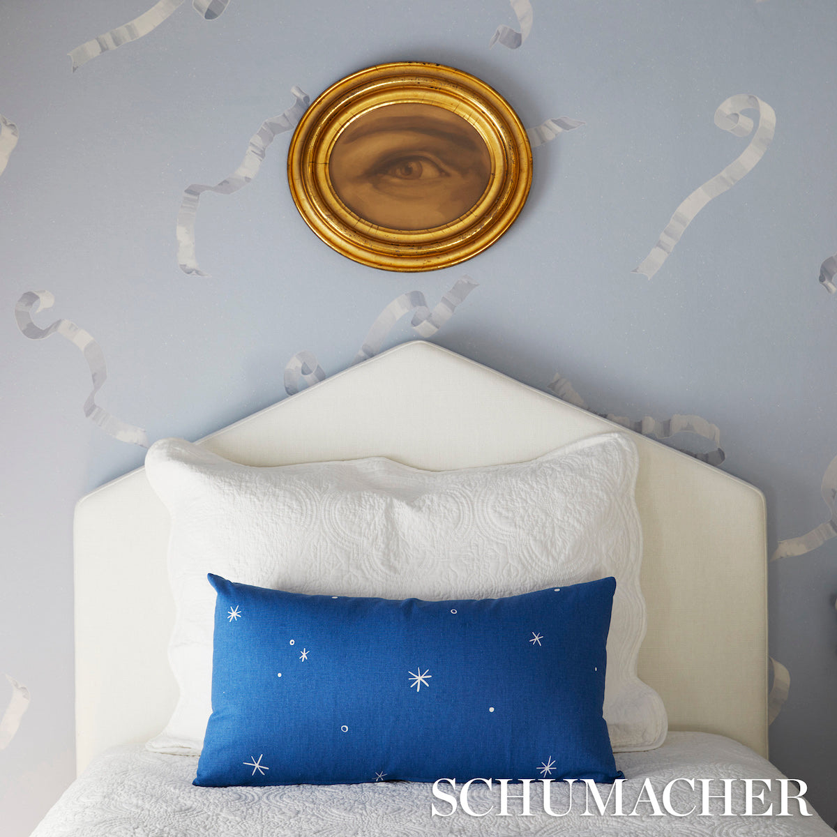 Schumacher Beth Blue Wallpaper Sample 5014501