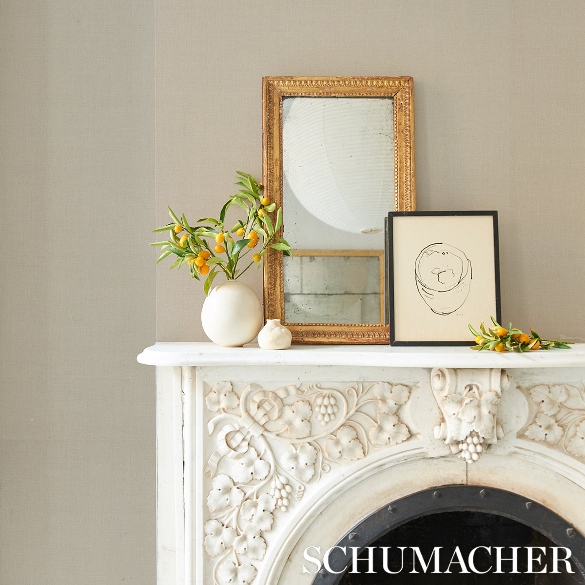 Schumacher Performance Linen Wallcovering Parchment Wallpaper Sample 5014523