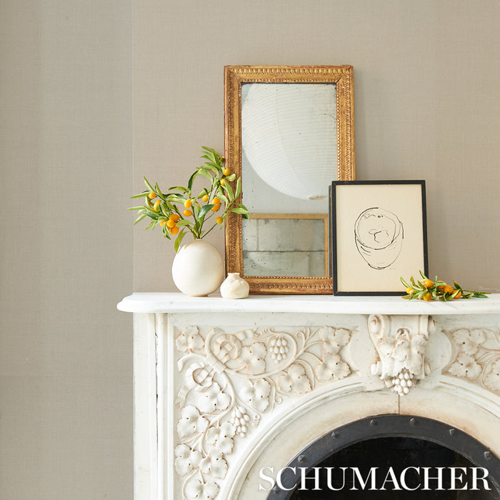 Schumacher Performance Linen Wallcovering Parchment Wallpaper Sample 5014523
