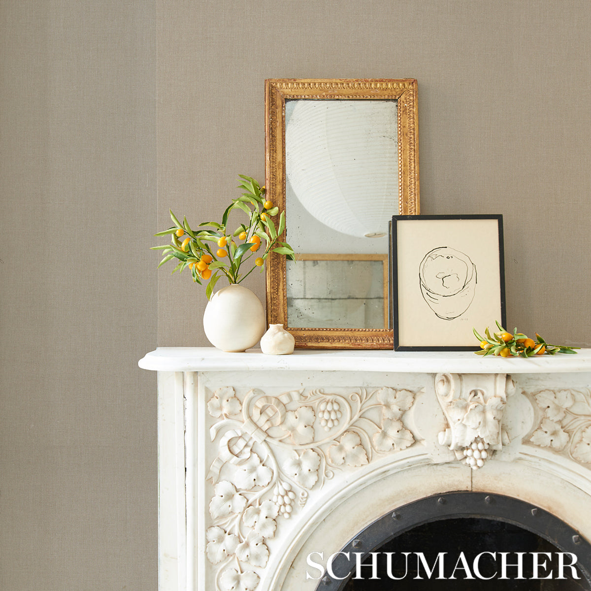 Schumacher Performance Linen Wallcovering Flax Wallpaper Sample 5014524