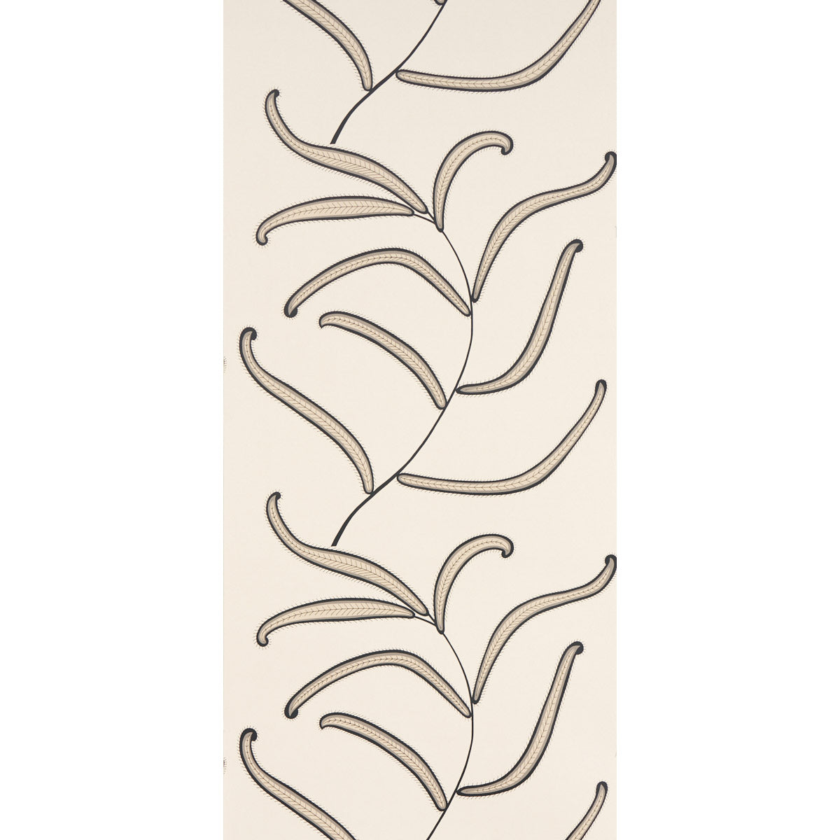 Schumacher Caterpillar Leaf Black And Cream Wallpaper Sample 5014530