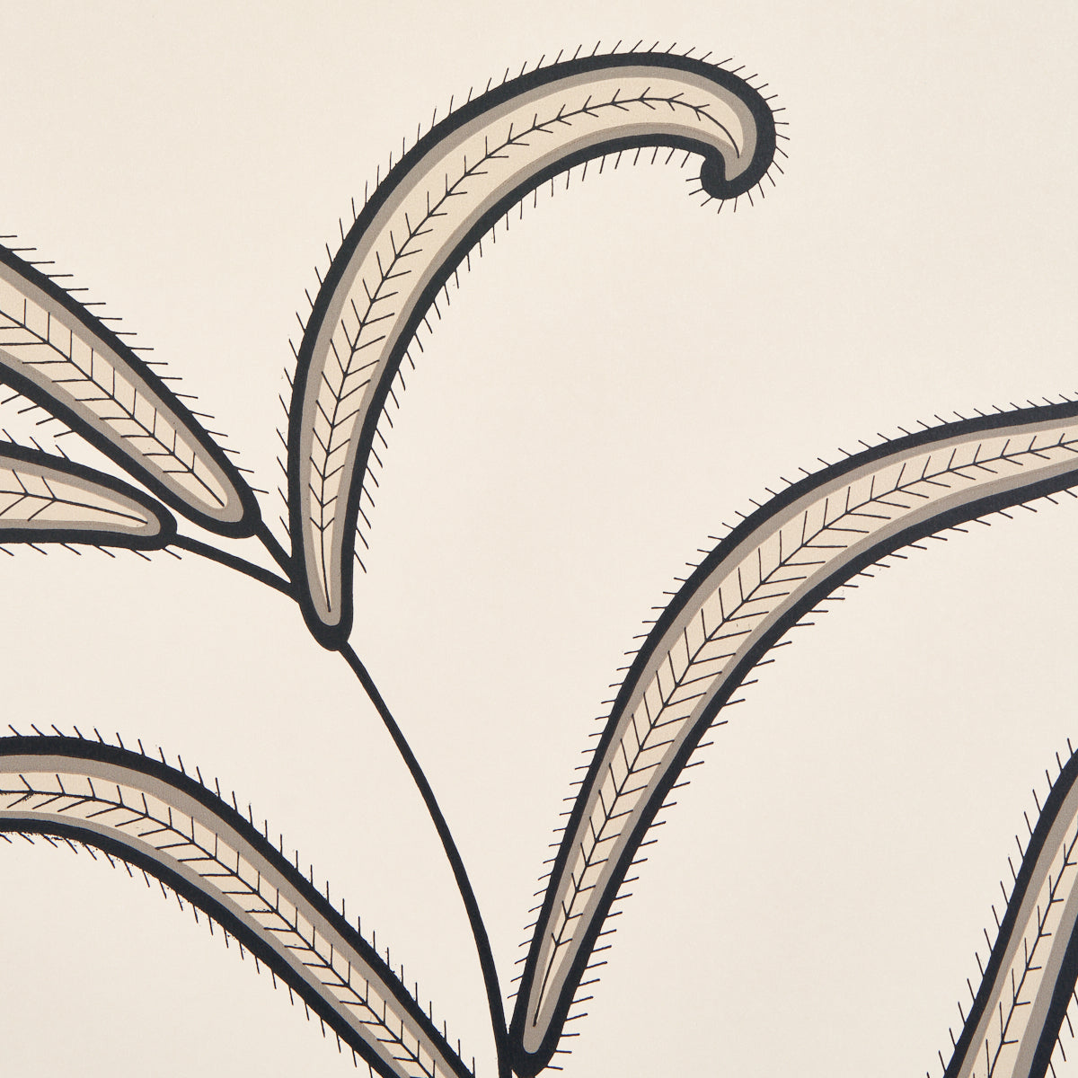 Schumacher Caterpillar Leaf Black And Cream Wallpaper Sample 5014530