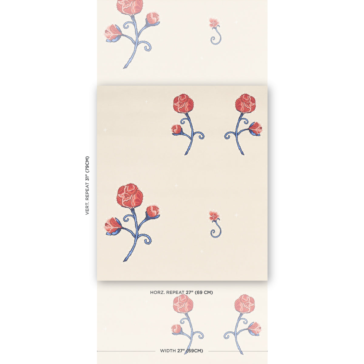 Schumacher Rhinestone Cowboy Poppy Wallpaper Sample 5014580