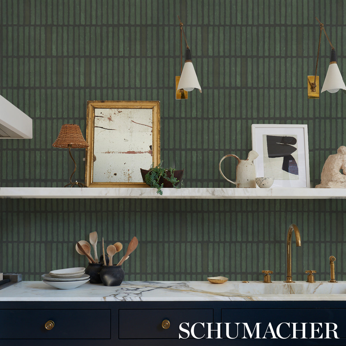 Schumacher Wabi-Sabi Moss Wallpaper Sample 5014591