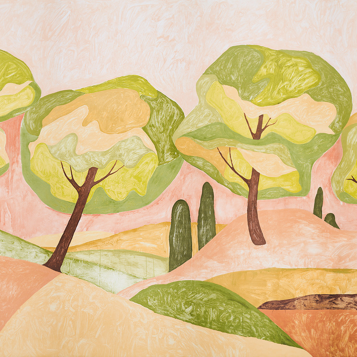 Schumacher Forest Hills Panel Set Sunset Wallpaper Sample 5014651