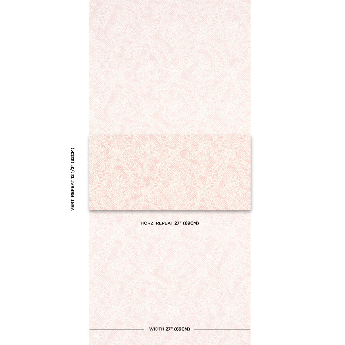 Schumacher Cosette Lace Blush Wallpaper 5014720
