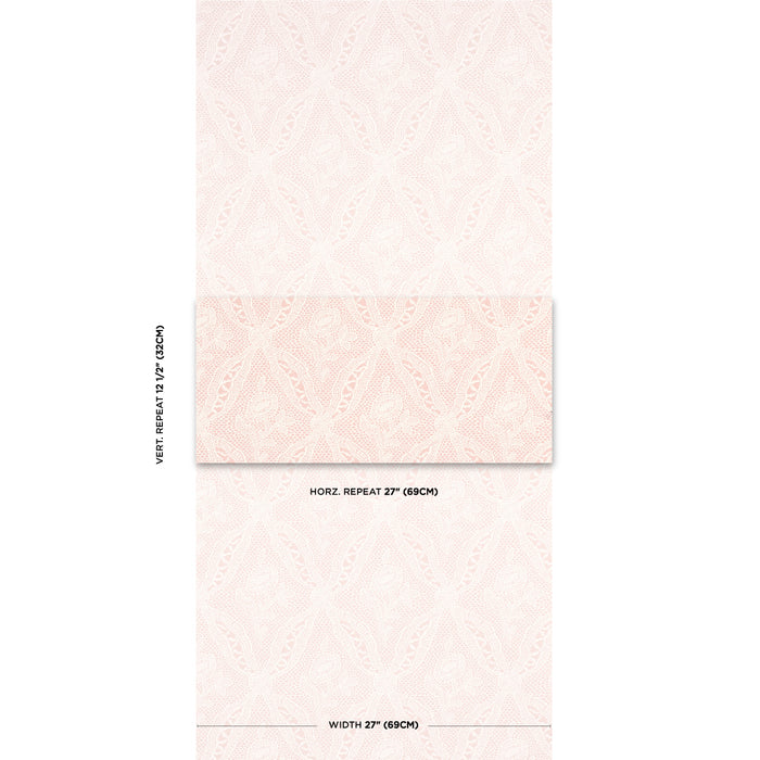 Schumacher Cosette Lace Blush Wallpaper Sample 5014720