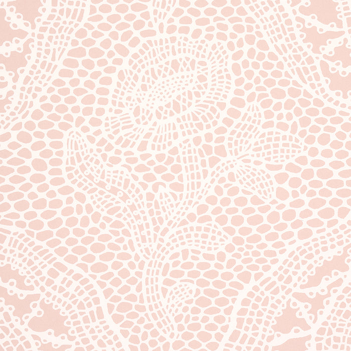 Schumacher Cosette Lace Blush Wallpaper Sample 5014720