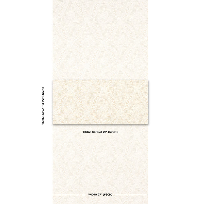 Schumacher Cosette Lace Sand Wallpaper Sample 5014721
