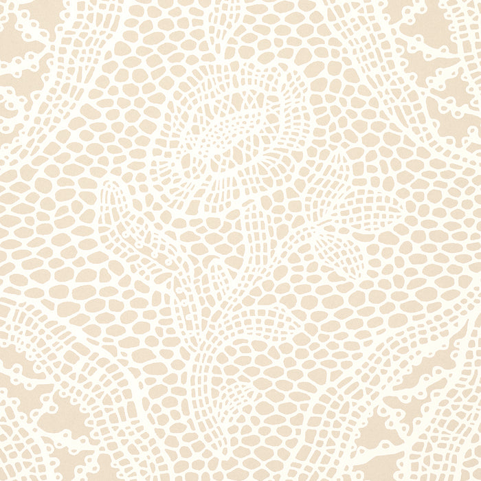Schumacher Cosette Lace Sand Wallpaper Sample 5014721