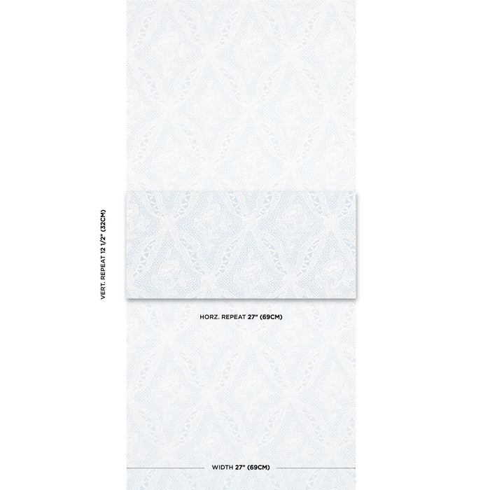 Schumacher Cosette Lace Cornflower Wallpaper Sample 5014722