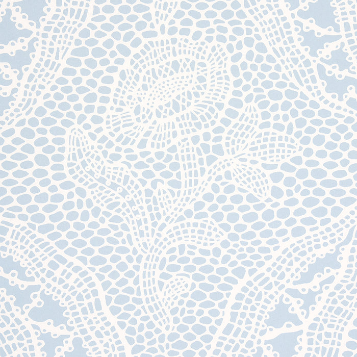 Schumacher Cosette Lace Cornflower Wallpaper Sample 5014722