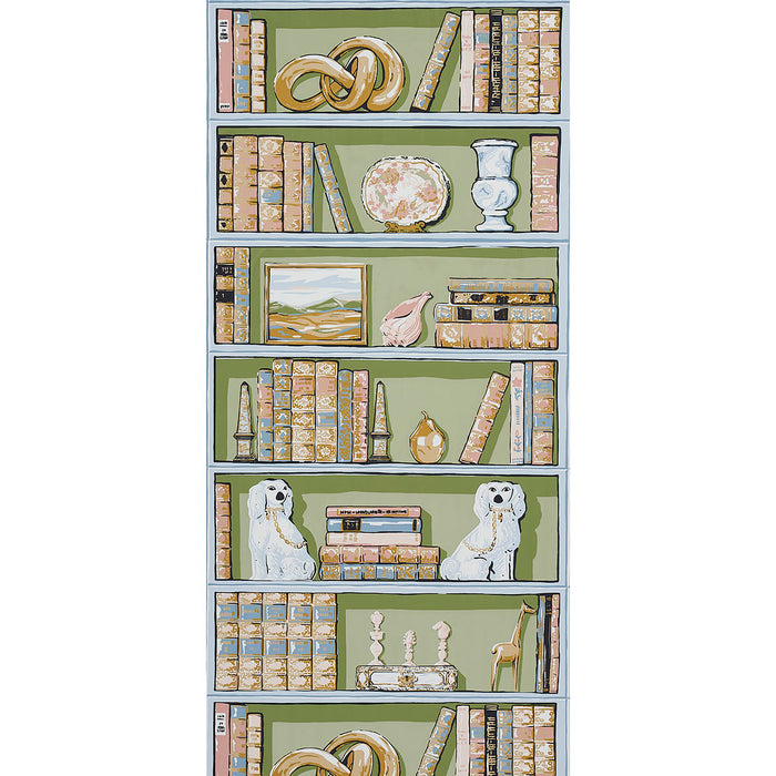Schumacher Natalie's Library Celadon Wallpaper 5014730