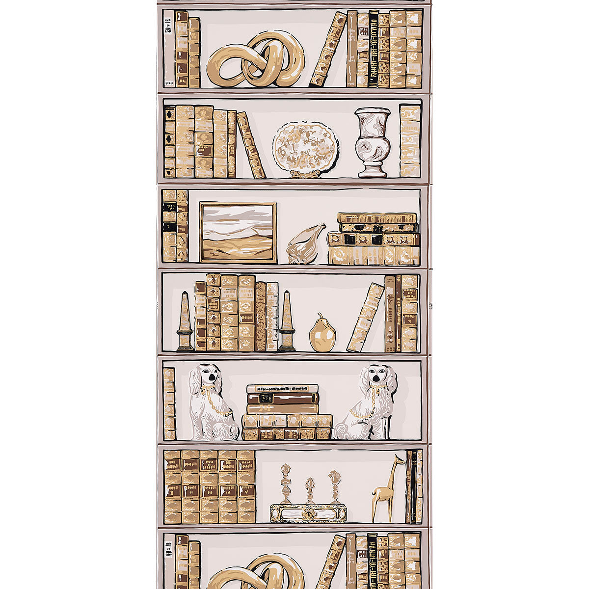 Schumacher Natalie's Library Mocha Wallpaper Sample 5014731