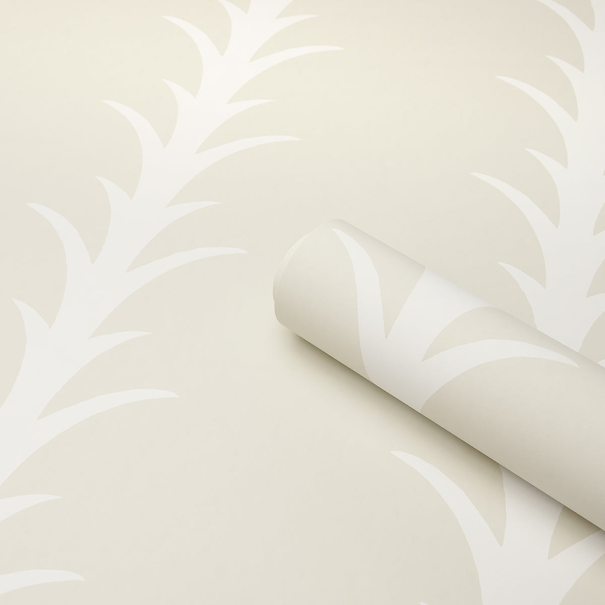 Schumacher Acanthus Stripe Ivory On Neutral Wallpaper Sample 5014771