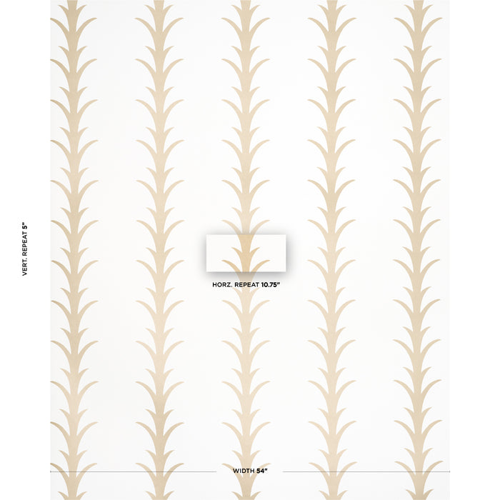 Schumacher Acanthus Stripe Gold On Ivory Wallpaper Sample 5014772