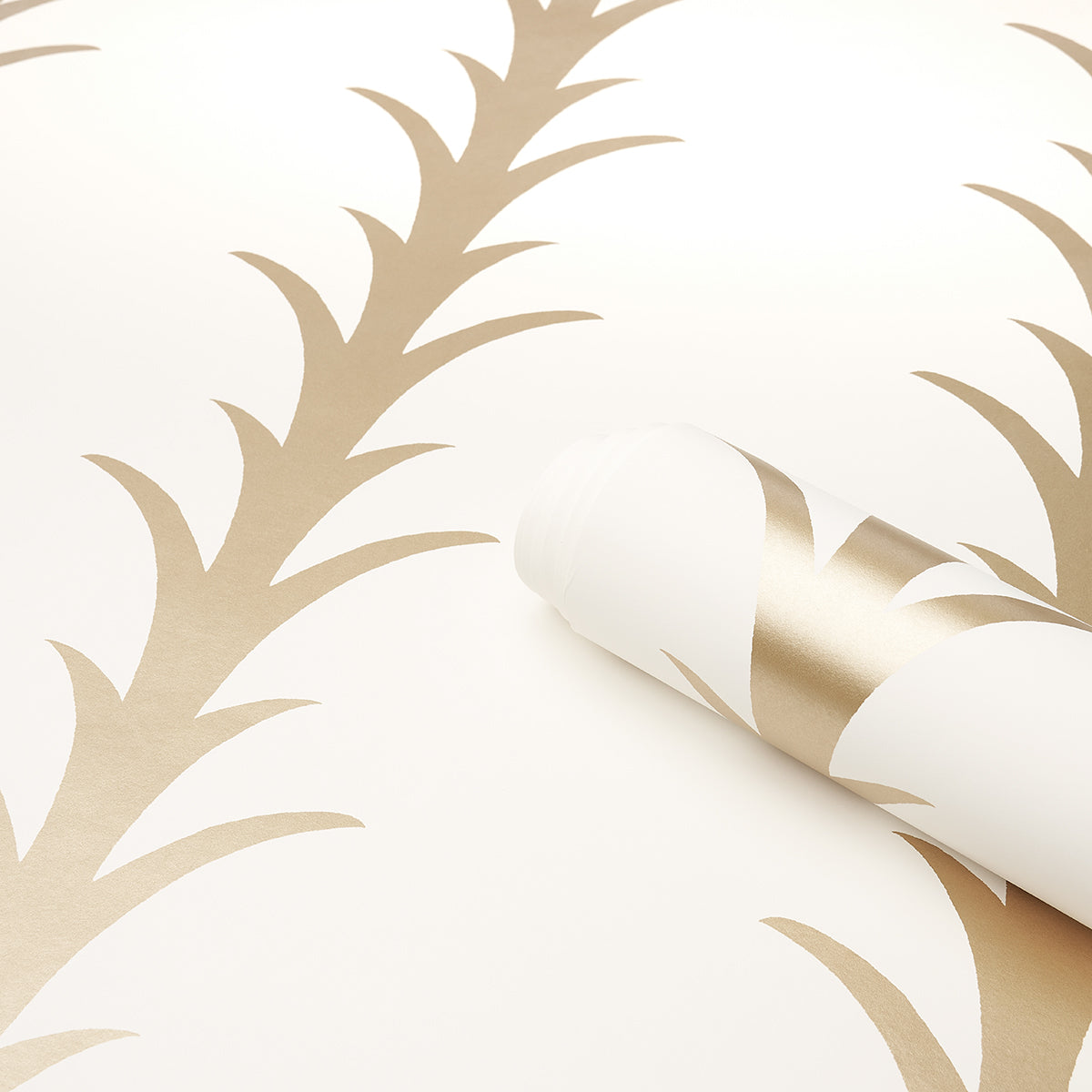 Schumacher Acanthus Stripe Gold On Ivory Wallpaper Sample 5014772