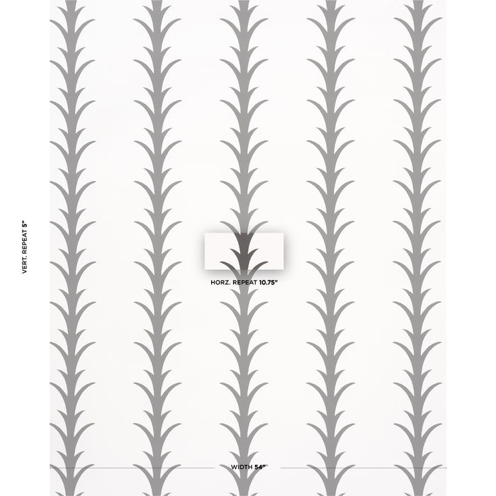 Schumacher Acanthus Stripe Carbon On Ivory Wallpaper Sample 5014773